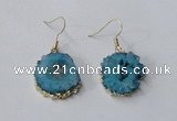 NGE132 18*20mm - 20*25mm freeform druzy agate gemstone earrings