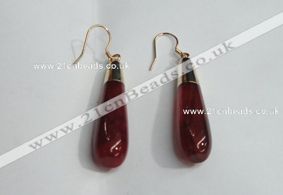 NGE15 10*40mm teardrop agate gemstone earrings wholesale