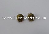 NGE216 8mm coin druzy agate gemstone earrings wholesale