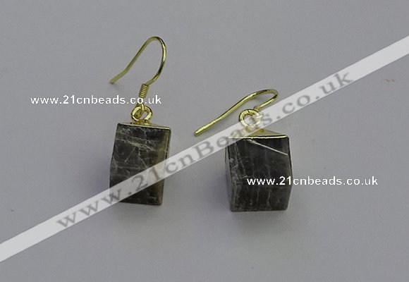 NGE5096 10*15mm cube labradorite gemstone earrings wholesale
