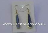 NGE5157 8*25mm flat teardrop blue kyanite earrings wholesale