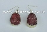 NGE91 18*25mm teardrop druzy agate gemstone earrings wholesale