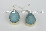NGE92 18*25mm teardrop druzy agate gemstone earrings wholesale