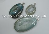 NGP1100 30*40 - 50*70mm freeform druzy agate pendants with brass setting