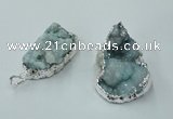 NGP1136 25*35mm - 40*45mm freeform druzy agate pendants with brass setting