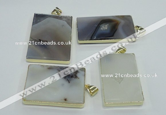 NGP1155 25*35mm - 40*50mm freeform agate pendants with brass setting