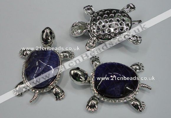 NGP1299 43*60mm tortoise agate pendants with crystal pave alloy settings