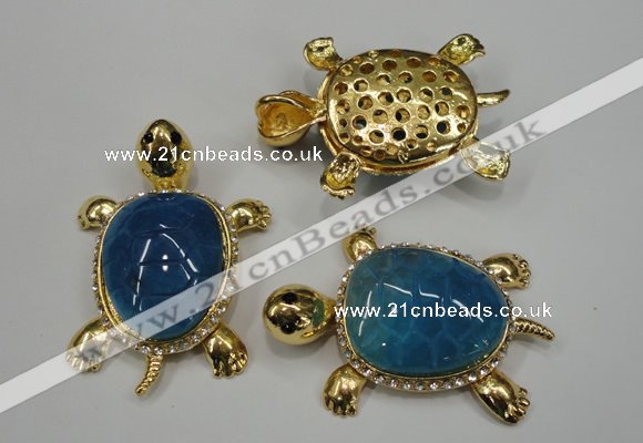 NGP1307 43*60mm tortoise agate pendants with crystal pave alloy settings