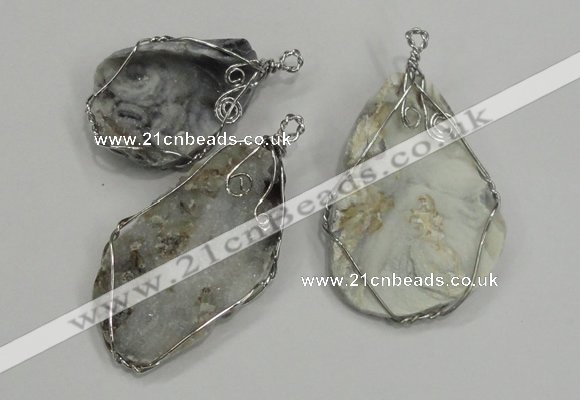 NGP1314 30*40mm - 40*60mm freeform agate pendants with brass setting