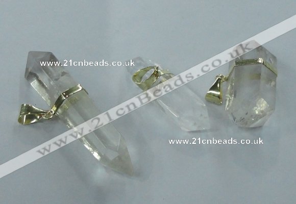 NGP1361 12*35mm - 16*55mm faceted nuggets white crystal pendants