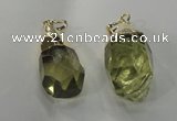NGP1393 18*25mm - 15*35mm faceted nuggets lemon quartz pendants