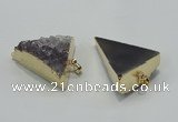 NGP1401 30*35mm - 35*40mm triangle druzy amethyst pendants wholesale