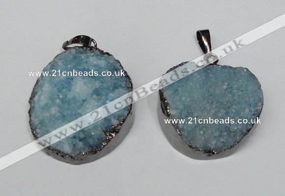 NGP1522 30*35mm - 30*40mm freeform plated druzy agate pendants
