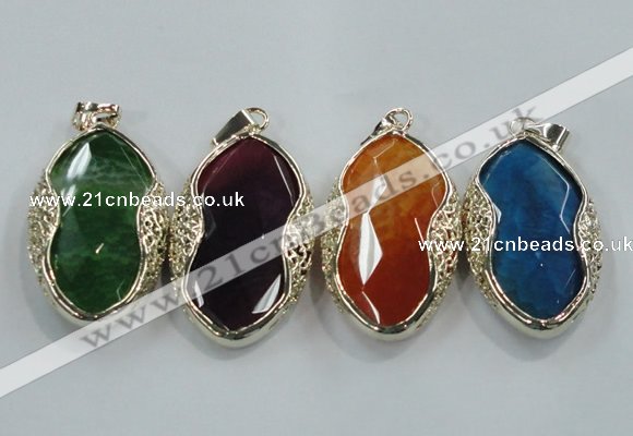 NGP1566 11*32*58mm marquise agate with brass setting pendants
