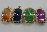 NGP1567 12*40*65mm rectangle agate with brass setting pendants