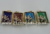 NGP1568 9*33*45mm rectangle agate with brass setting pendants