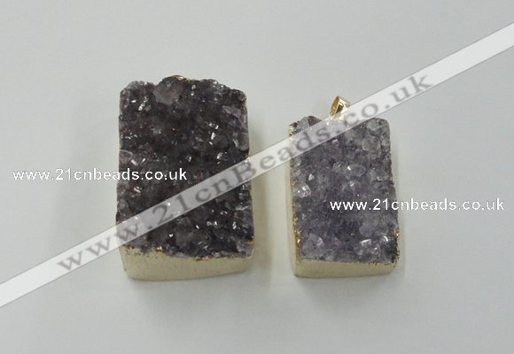 NGP1670 25*35mm - 30*45mm rectangle druzy amethyst pendants