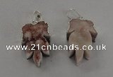 NGP1746 22*30mm - 25*35mm carved leaf druzy agate pendants