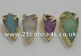 NGP1752 20*30mm - 25*50mm arrowhead druzy agate gemstone pendants