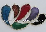 NGP1774 25*45mm - 35*65mm wing-shaped agate gemstone pendants