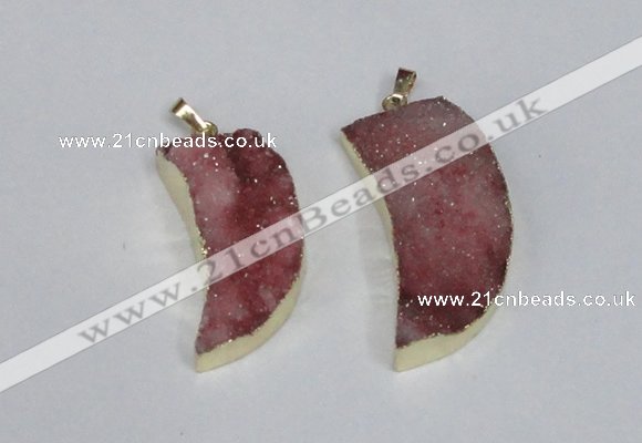 NGP1783 15*35mm - 20*45mm oxhorn druzy agate gemstone pendants