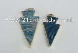 NGP1942 20*38mm - 25*45mm arrowhead druzy agate gemstone pendants