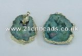 NGP1955 30*40mm - 45*55mm freeform druzy agate & amethyst pendants