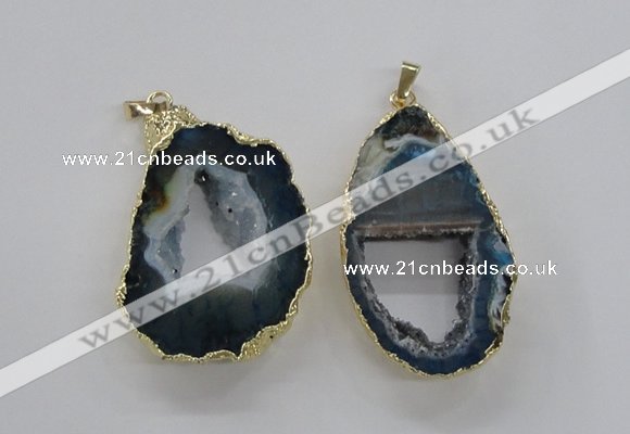 NGP1971 25*40mm - 30*50mm freeform druzy agate gemstone pendants