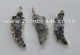 NGP1988 15*40mm - 20*50mm wing-shaped druzy agate pendants