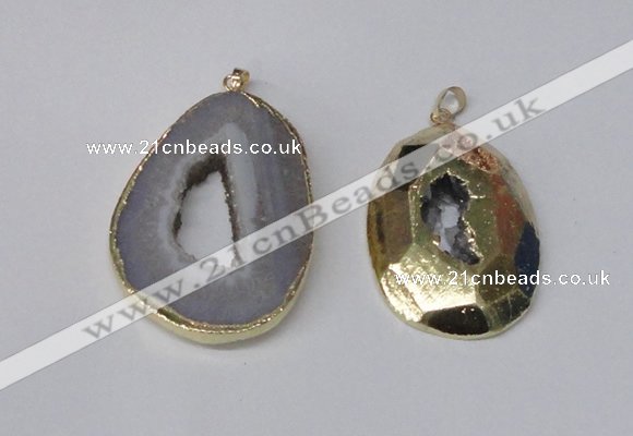 NGP1994 35*45mm - 40*50mm freeform plated druzy agate pendants