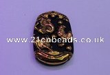 NGP2010 30*40mm carved gold plated matte black obsidian pendants