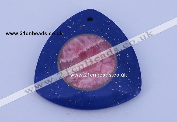 NGP213 45*45mm fashion dyed rhodochrosite & lapis lazuli gemstone pendant