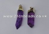 NGP2419 10*45mm - 12*55mm sticks dyed white crystal pendants