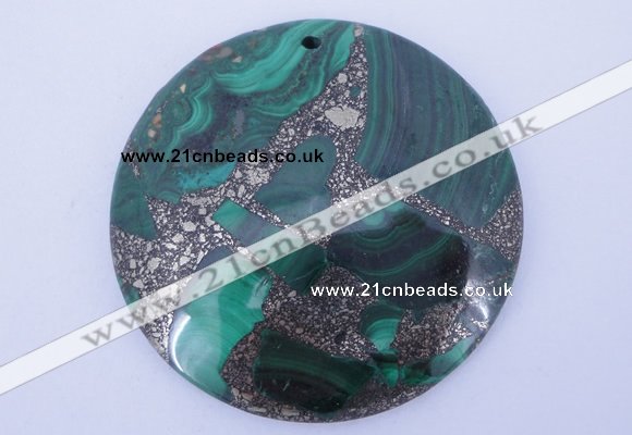NGP250 7*45mm fashion malachite & pyrite gemstone pendants