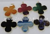 NGP2546 53*53mm - 56*56mm flower agate gemstone pendants