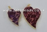 NGP2597 25*35mm - 35*45mm heart sea sediment jasper pendants