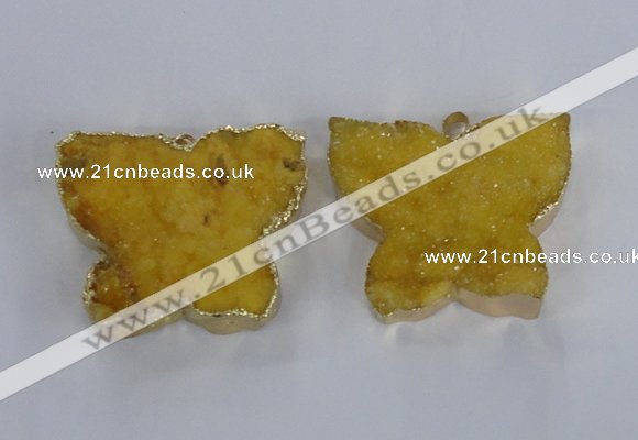 NGP2871 40*50mm - 45*55mm butterfly druzy agate pendants wholesale