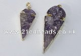 NGP3029 15*35mm – 20*50mm arrowhead amethyst gemstone pendants