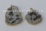 NGP3145 25*35mm - 40*50mm freeform plated druzy agate pendants