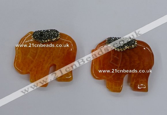 NGP3261 40*48mm - 45*50mm elephant agate gemstone pendants