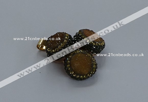 NGP3412 14mm - 16mm coin druzy agate gemstone pendants