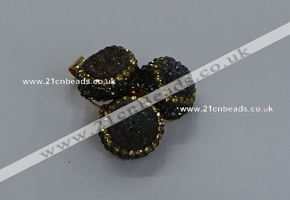 NGP3417 14mm - 16mm coin druzy agate gemstone pendants