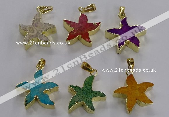 NGP3517 24*25mm starfish fossil coral pendants wholesale