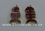 NGP3645 25*50mm - 28*55mm fishbone agate gemstone pendants