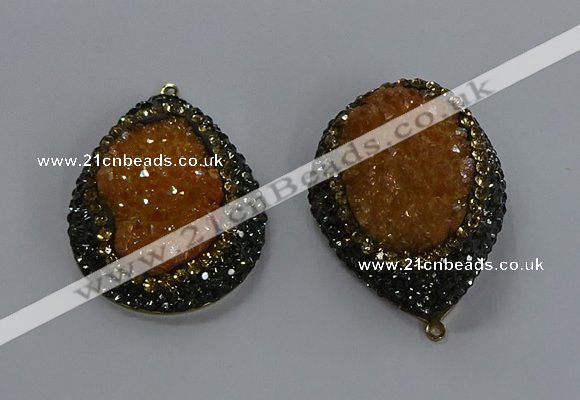NGP3679 35*45mm teardrop plated druzy agate gemstone pendants