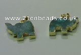 NGP3701 18*30mm - 22*35mm elephant druzy agate gemstone pendants