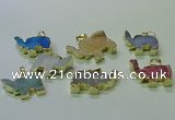 NGP3704 18*30mm - 22*35mm elephant druzy agate gemstone pendants