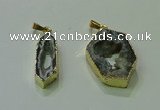 NGP3706 12*30mm - 22*35mm freeform druzy agate gemstone pendants