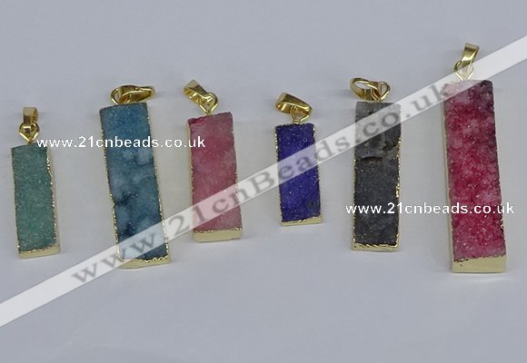 NGP3950 10*25mm - 12*45mm rectangle druzy agate pendants wholesale