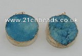 NGP4062 28mm – 30mm flat round druzy quartz pendants wholesale